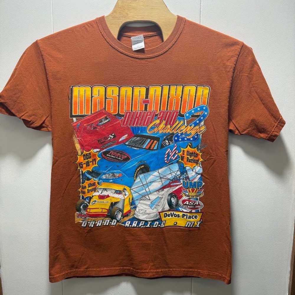 Vintage 2006 Mason-Dixon Dixieland Challenge Racing T-Shirt Orange Mens Large